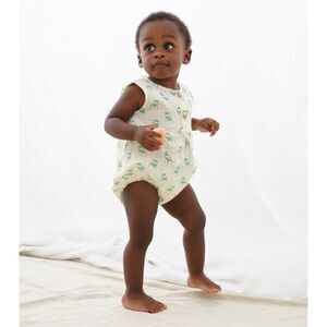 OEUF NYC Chair Print Romper | Ecru 0-3M Linen/Cotton